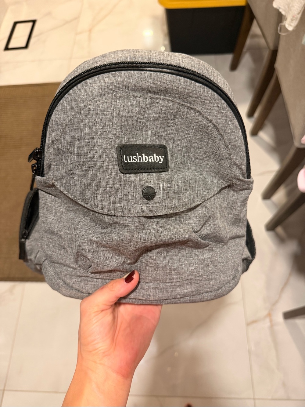 Tushbaby Gray Kids Backpack - Compact Everyday Bag